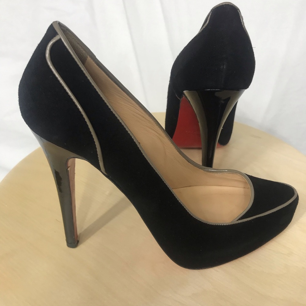 Genuine Christian Louboutin Black Suede Heels EU38